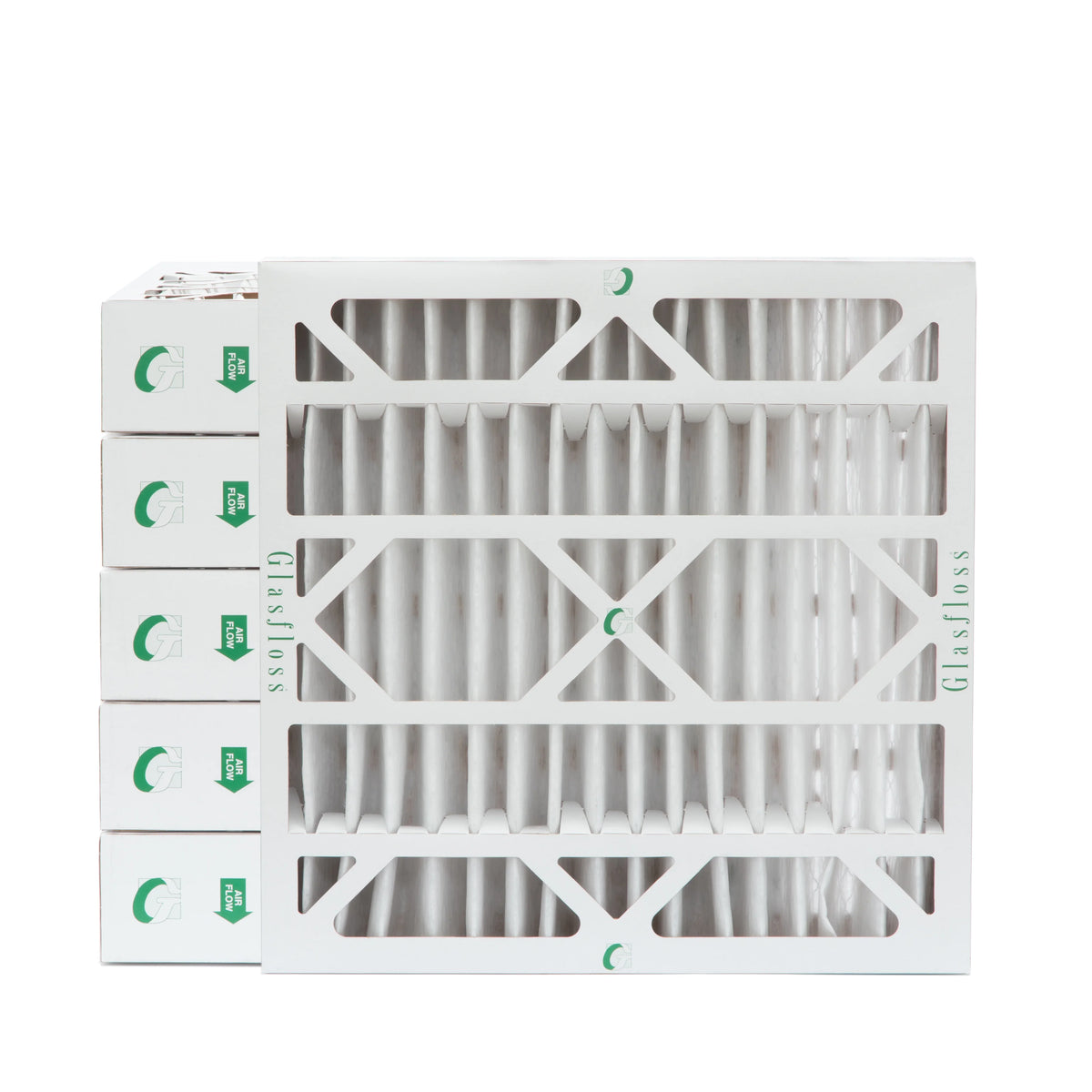 6 Pack of 24x24x4 MERV 10 Pleated 4" Centimeter Air Filters by Glasfloss. Actual Size: 23-3/8 x 23-3/8 x 3-3/4