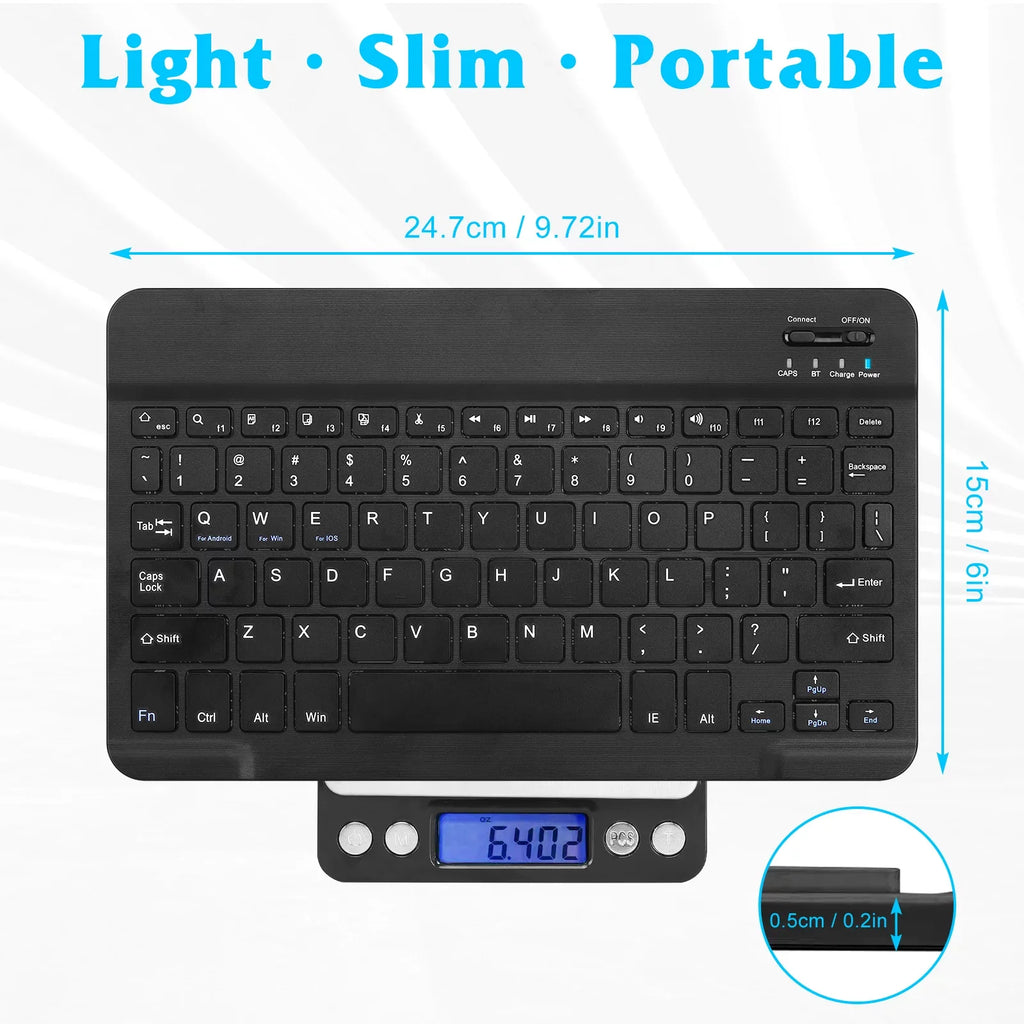 Rechargeable Bluetooth Keyboard and Mouse Combo Ultra Slim Full-Size Keyboard and Ergonomic Mouse for Xiaomi Mi Mix 2S and All Bluetooth Enabled Mac/Tablet/iPad/PC/Laptop - Onyx Midnight