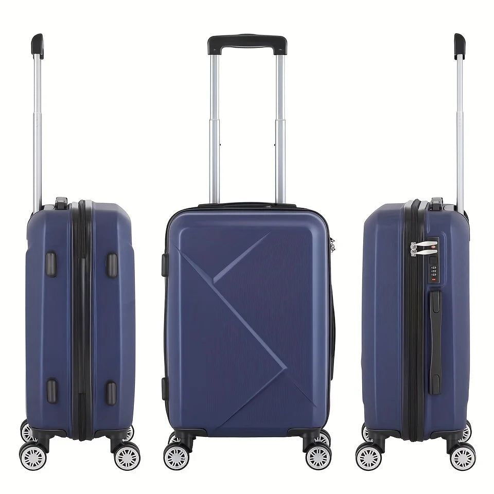 20 Inch Hardside Carry-On Luggage For Travel Business, Inch Suitcase With Four Spinner Wheels And Scratch-Resistant Surface, Lock - Blue