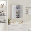 VECELO Bathroom Wall Cabinet, Wooden Hanging Storage Cabinet with 2 Door and Adjustable Shelves, Multipurpose Storage Cabinet for Bathroom Kitchen Living Room, White