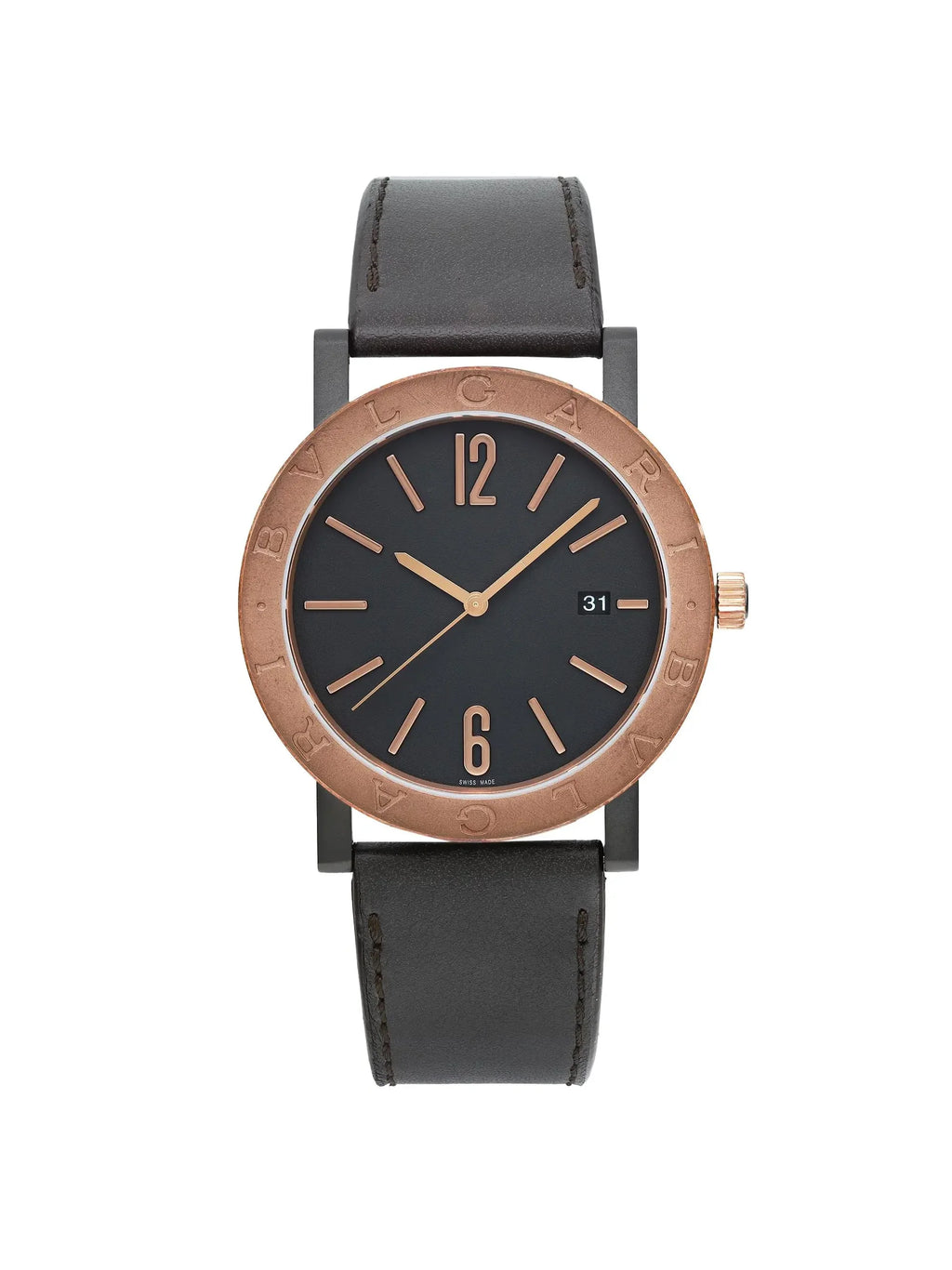 New Bvlgari Solotempo 41mm Steel Bronze Onyx Dial Automatic Men Watch 102931