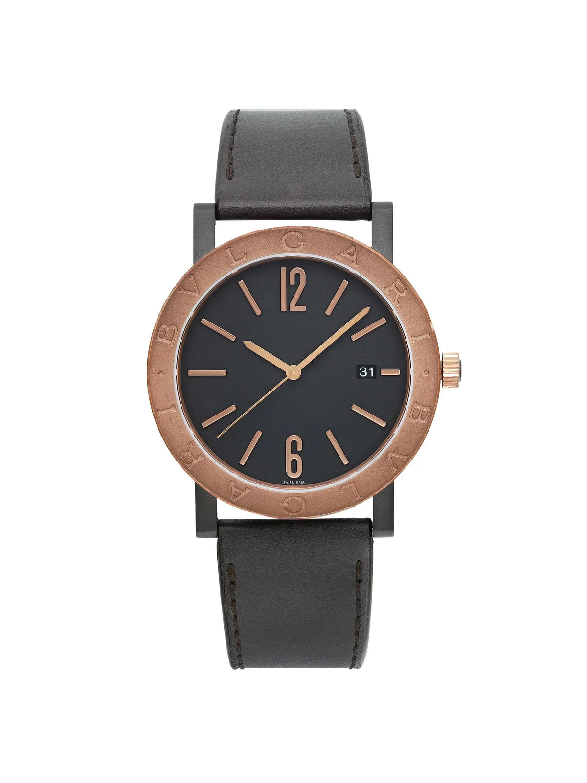 New Bvlgari Solotempo 41mm Steel Bronze Onyx Dial Automatic Men Watch 102931