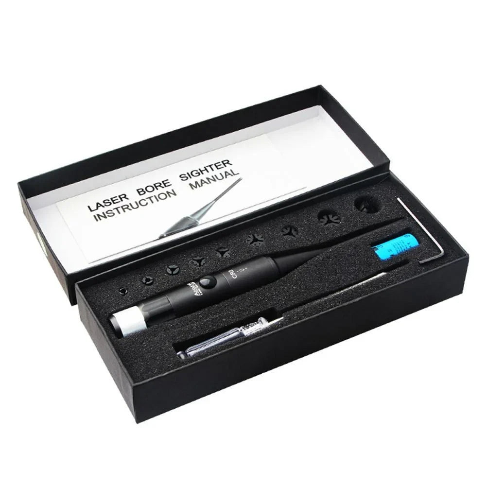 BTBXMO Bore Sight Kit with Big Button Switch for 0.177 to 0.50 Caliber with 9 Plastic Hard Joint Adapters # Green Sight