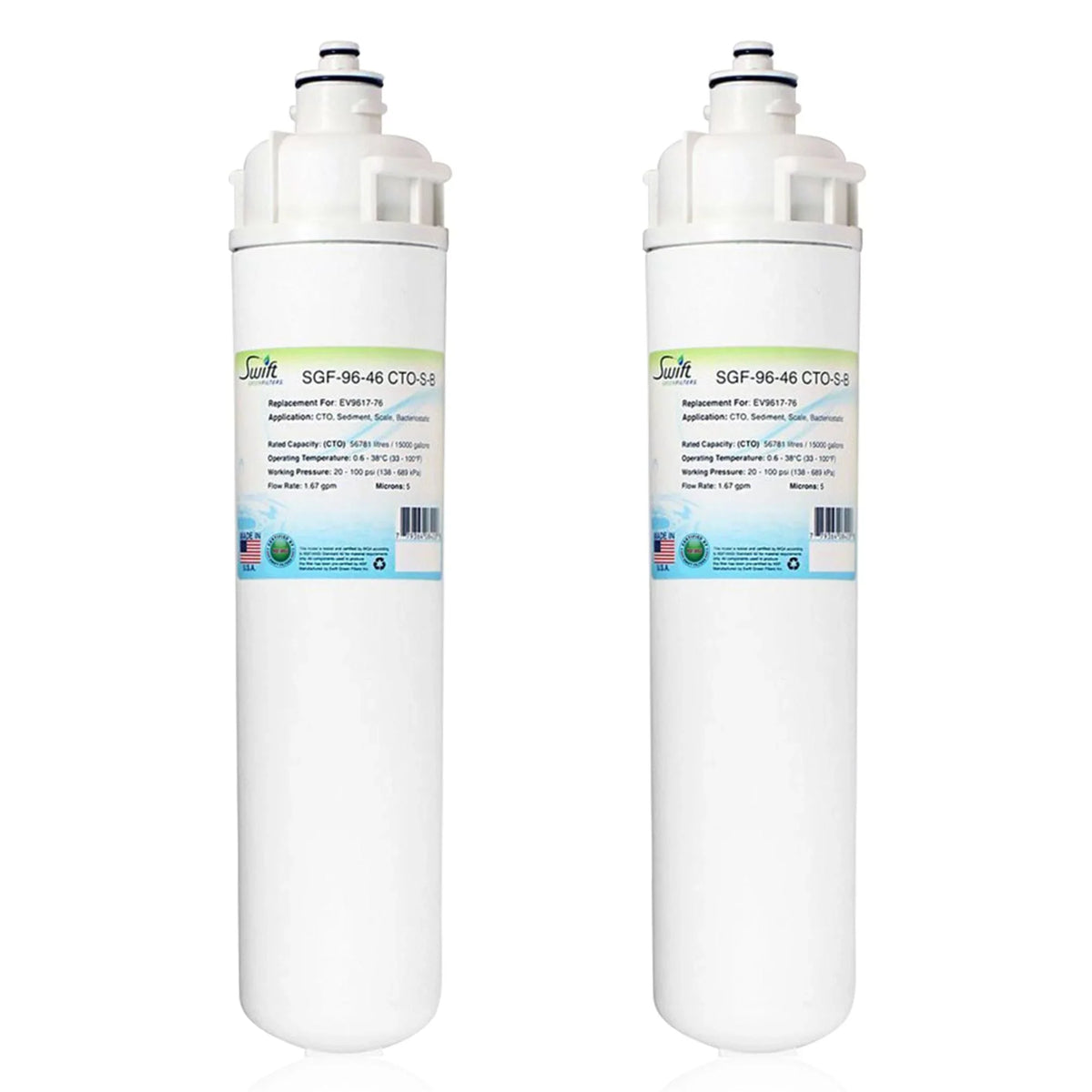 Swift Green Filters SGF-96-46 CTO-S-B Compatible Commercial Water Filter for EV9617-76, Made in USA (Pack of 2)