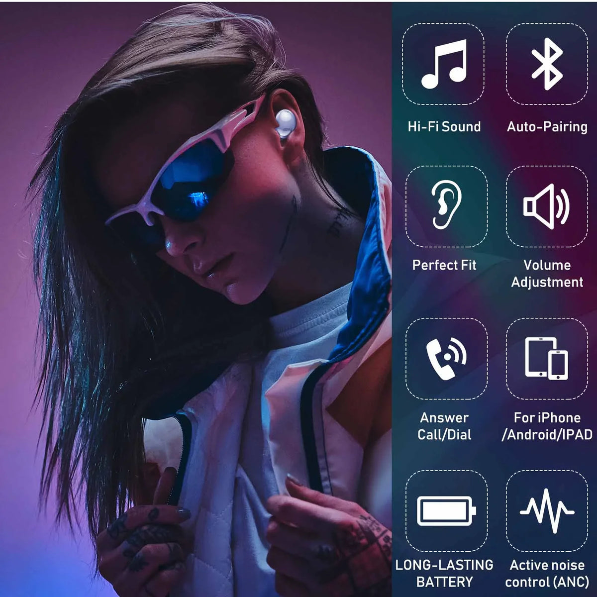 UrbanX Street Buds Pro Bluetooth Earbuds for Infinix Smart 2 HD True Wireless, Noise Isolation, Charging Case, Quality Sound, Water Resistant (US Version) - Amethyst Purple
