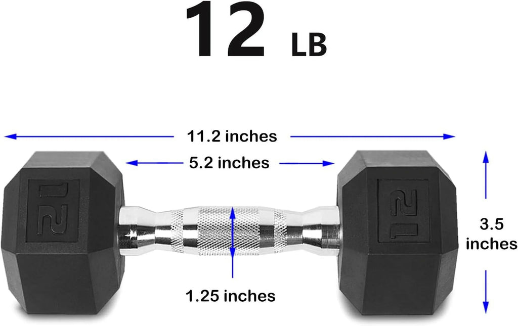 12LB Set Of 2 Hex Dumbbells Rubber Coated Cast Iron Hex Onyx Dumbbell Weights For Exercises Neoprene Dumbbell Hand Weights Anti-Slip Anti-Roll Hex Shape Colorful 12Lbs Pair