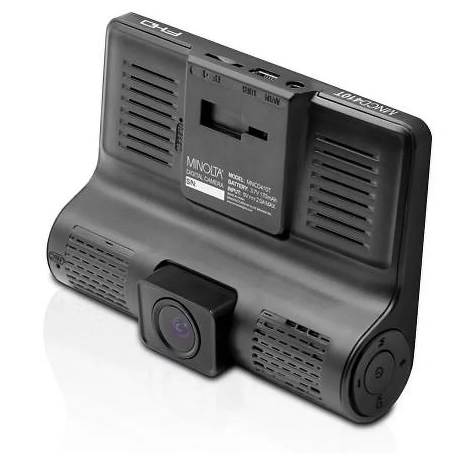 MNCD410T Full HD Front and Rear View 4" LCD Screen Dash Camera with 3-Channel Recording, Onyx