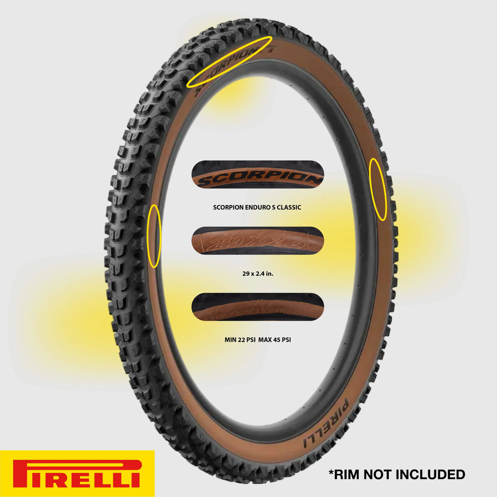 Pirelli Scorpion Enduro S Classic 29" x 2.4 Mountain Bicycle Tire Unmatched Grip and Reliability for Extreme Enduro Riding Tubeless Ready Unit TLR Enhanced ProWall MTB Casing + SmarTUBE 23/32-622