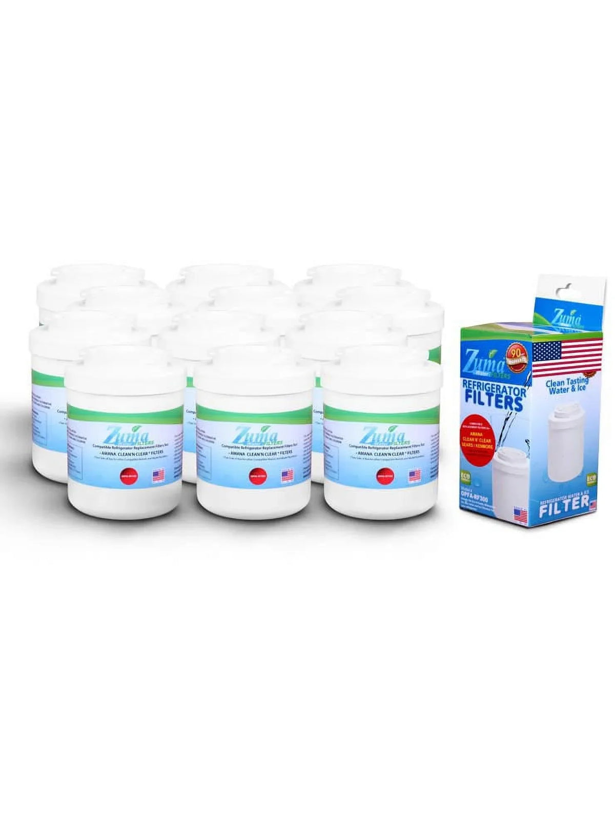 ZUMA Brand , Water and Ice Filter , Model # OPFA-RF300 , Compatible with Amana® 12527303 - 12 Pack - Made in U.S.A.