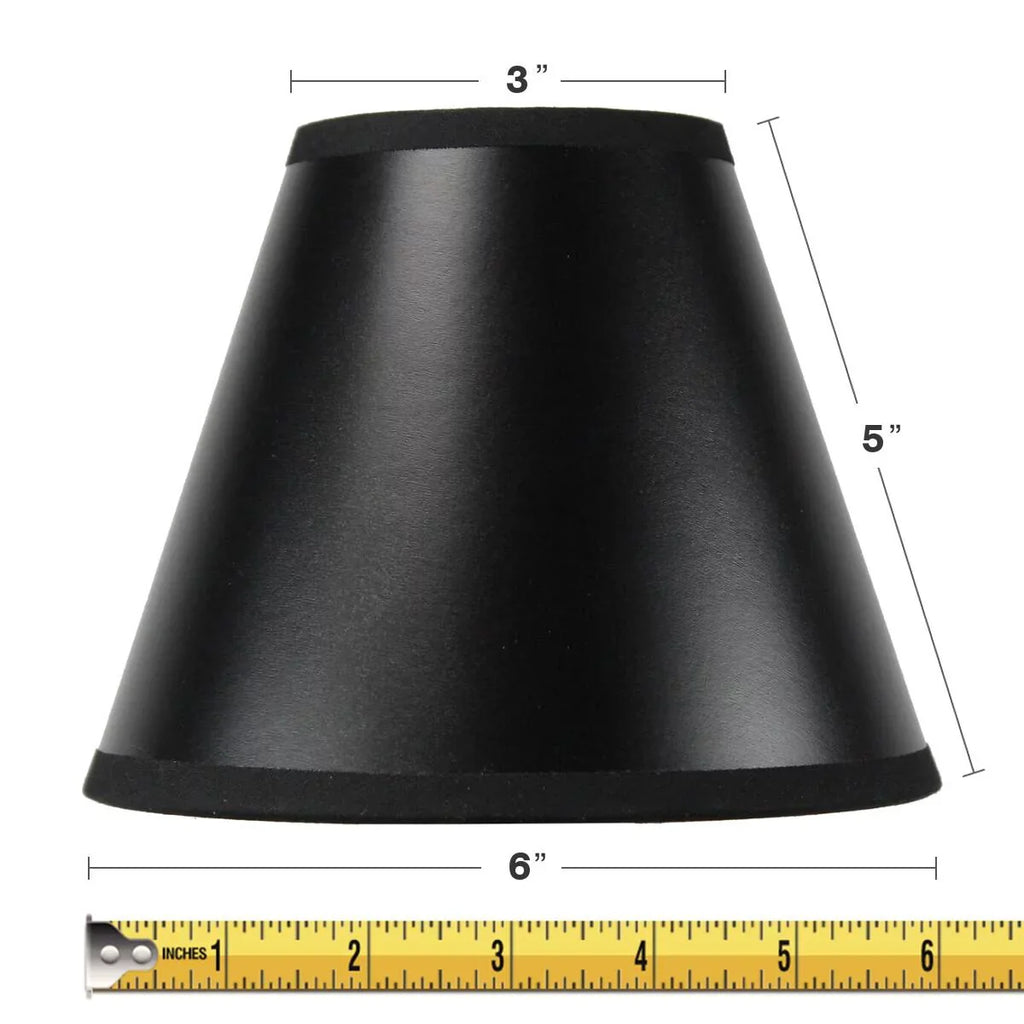 Set of 6 Charcoal Parchment Gold-Lined Chandelier Candle Clip Lamp Shade 3x6x5