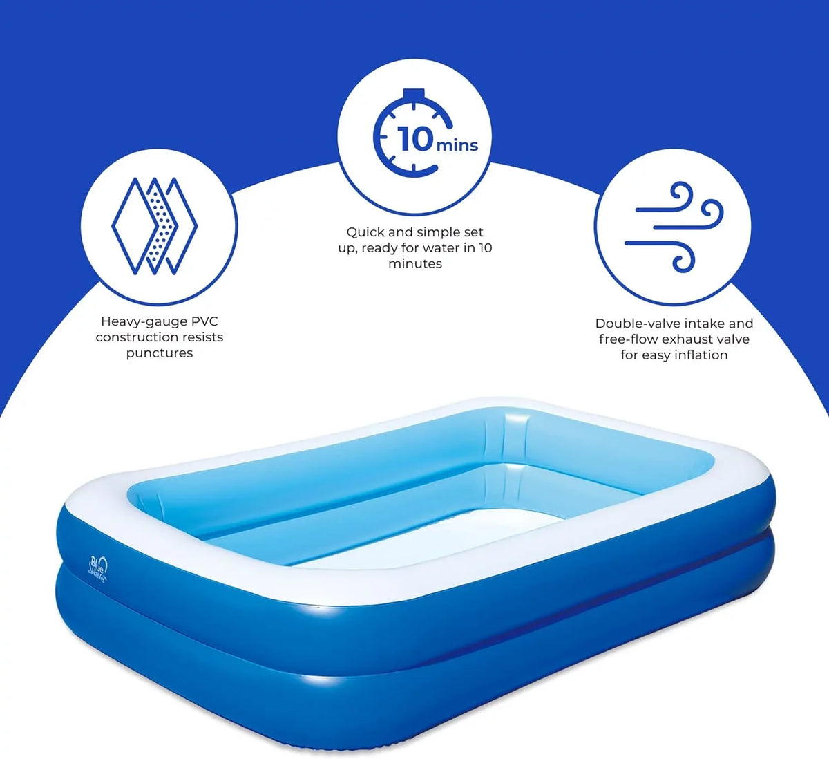 NT6123 103In X 69In X 22In Deep Rectangular Family W/Cover Inflatable Pool