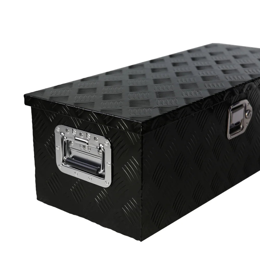 30" Heavy Duty Midnight Aluminum 5 Bar Tread Tool Box Truck Pickup Trailer Toolbox Underbody Storage+Lock+Keys
