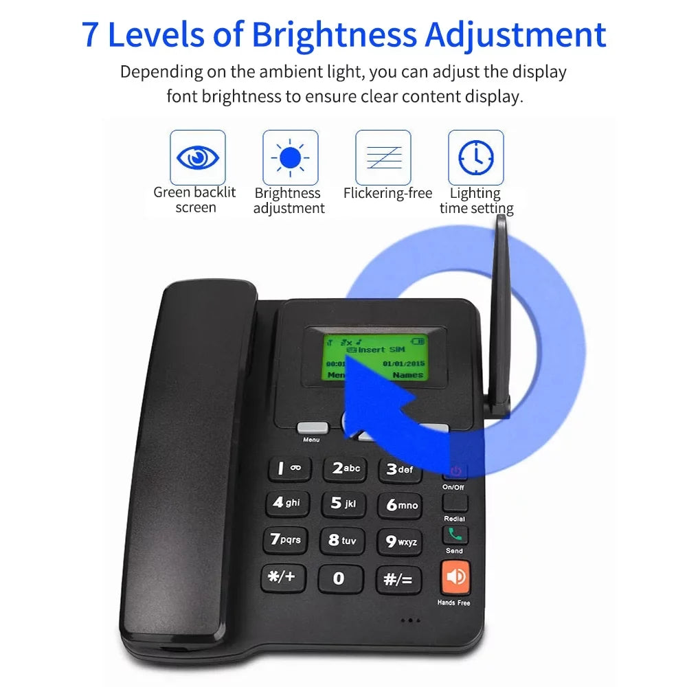 Bisofice Cordless Phone Desktop Telephone Set with GSM Support and Dual SIM Cards for Home and Office Use