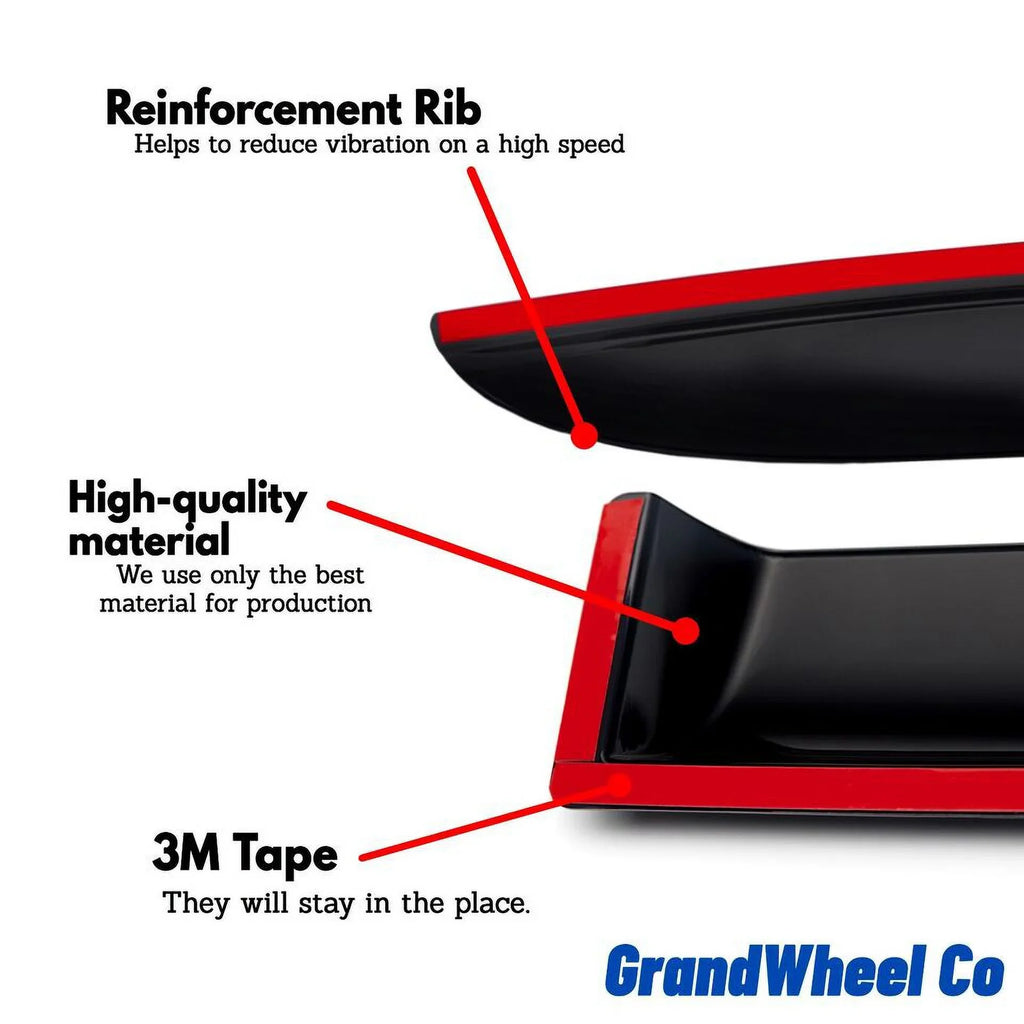 GrandWheel Co Smoke Tinted Tape-On Side Window Vent Visor Deflectors Rain Guards Compatible with Mitsubishi Outlander 2014-2021 - 4pcs. GW0389