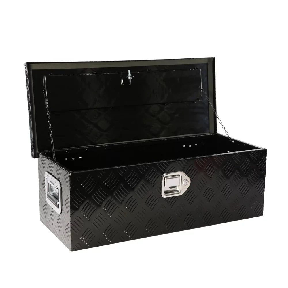 30" Heavy Duty Midnight Aluminum 5 Bar Tread Tool Box Truck Pickup Trailer Toolbox Underbody Storage+Lock+Keys