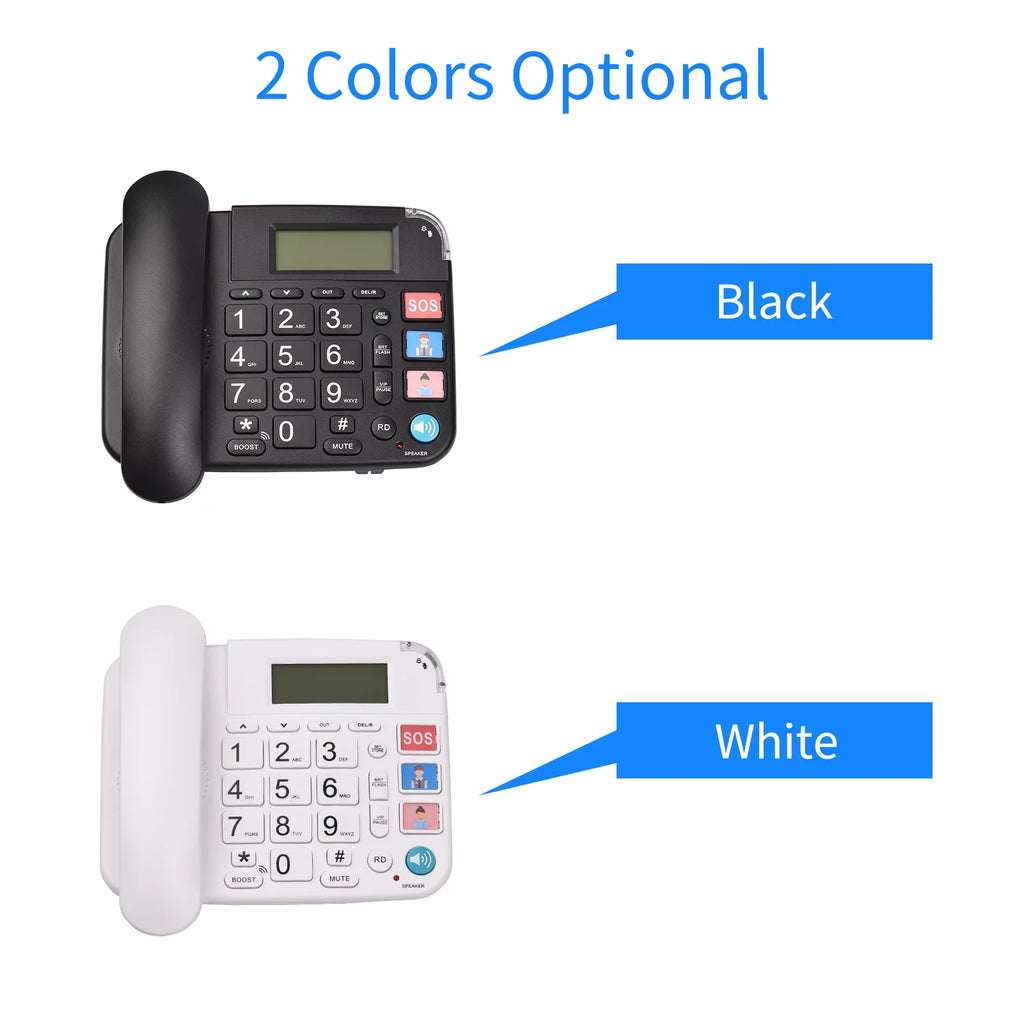 Midnight Corded Phone with Big Button Desk Landline Phone Telephone Support Hands-Free/Redial/Flash/Speed Dial/Ring Control for Elderly Seniors Home Office Business Hotel