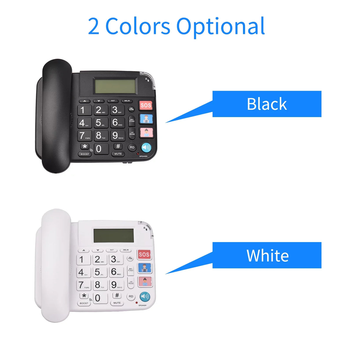 Midnight Corded Phone with Big Button Desk Landline Phone Telephone Support Hands-Free/Redial/Flash/Speed Dial/Ring Control for Elderly Seniors Home Office Business Hotel