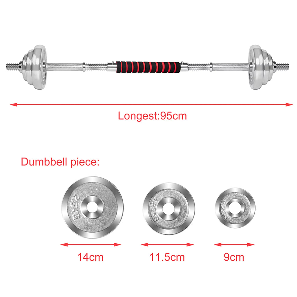 SAYFUT 66LB Dumbbell Weight Set Detachable Fitness Dumbbells Barbells Adjustable for Gym Household Exercise, Silver