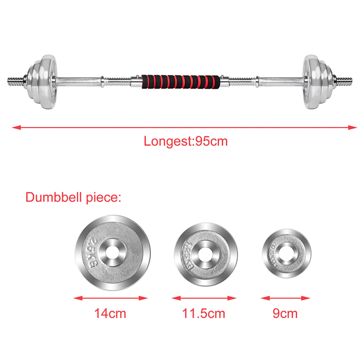 SAYFUT 66LB Dumbbell Weight Set Detachable Fitness Dumbbells Barbells Adjustable for Gym Household Exercise, Silver