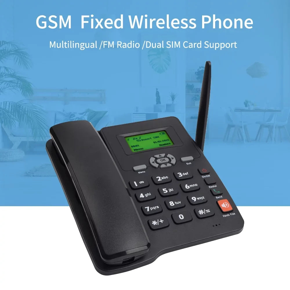 Bisofice Cordless Phone Desktop Telephone Set with GSM Support and Dual SIM Cards for Home and Office Use