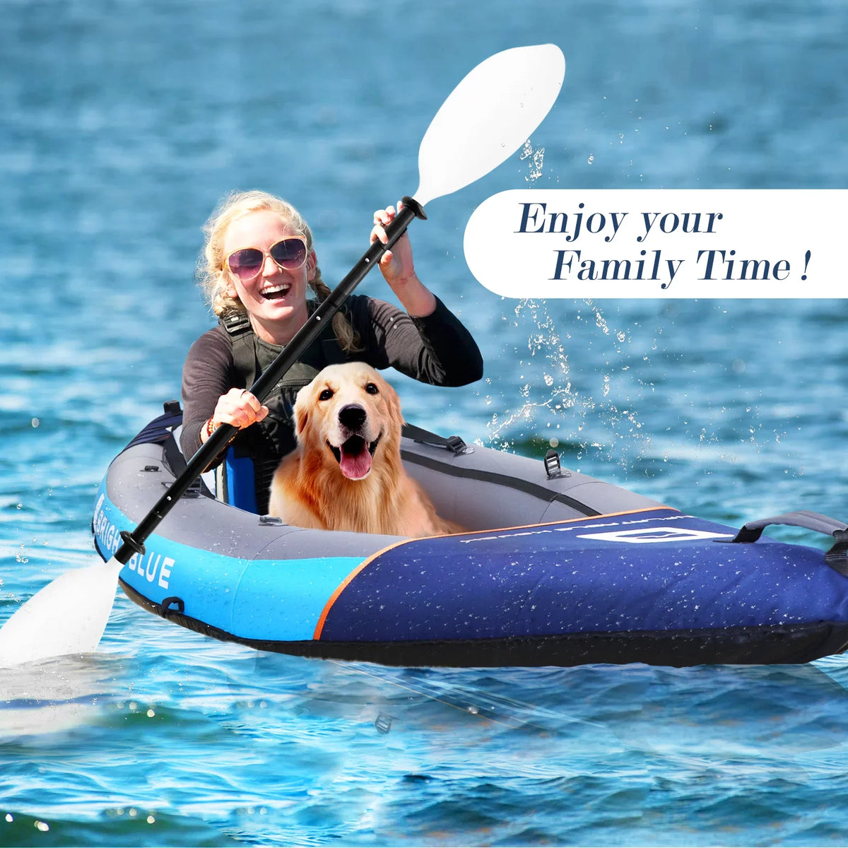 WHDZ 2 Person Inflatable Kayak for Adults Polyester Travel Entertainment Small River or Lake Blue