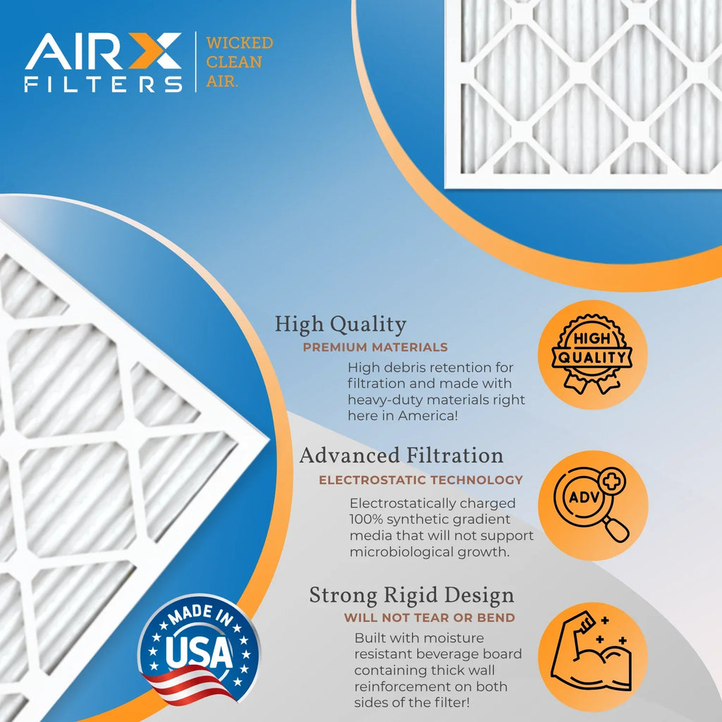 24x24x2 Air Filter MERV 13 Comparable to MPR 1500 - 2200 & FPR 9 Electrostatic Pleated Air Conditioner Filter 6 Pack HVAC AC Premium USA Made 24x24x2 Furnace Filters by AIRX FILTERS WICKED CLEAN AIR.