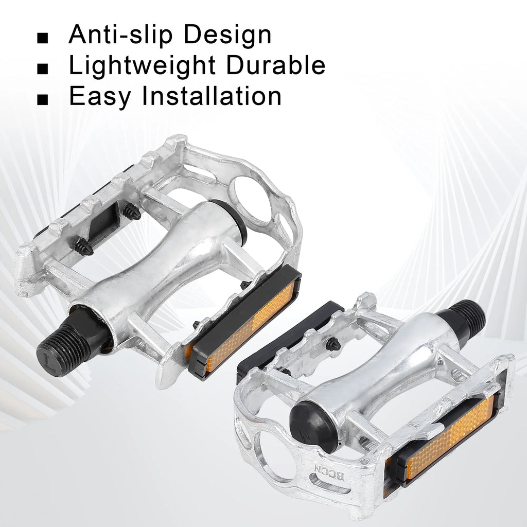 Unique Bargains Charcoal Bicycle Pedals Appropriate for Off-Road Mountains bike Cycling Alumnium Alloy Silver Tone 2Pcs