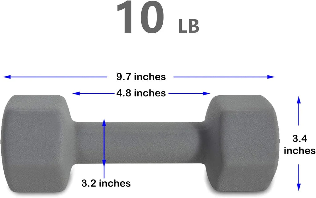 10LB Set Of 2 Hex Dumbbells Rubber Coated Cast Iron Hex Charcoal Dumbbell Weights For Exercises Neoprene Dumbbell Hand Weights Anti-Slip Anti-Roll Hex Shape Colorful 10Lbs Pair