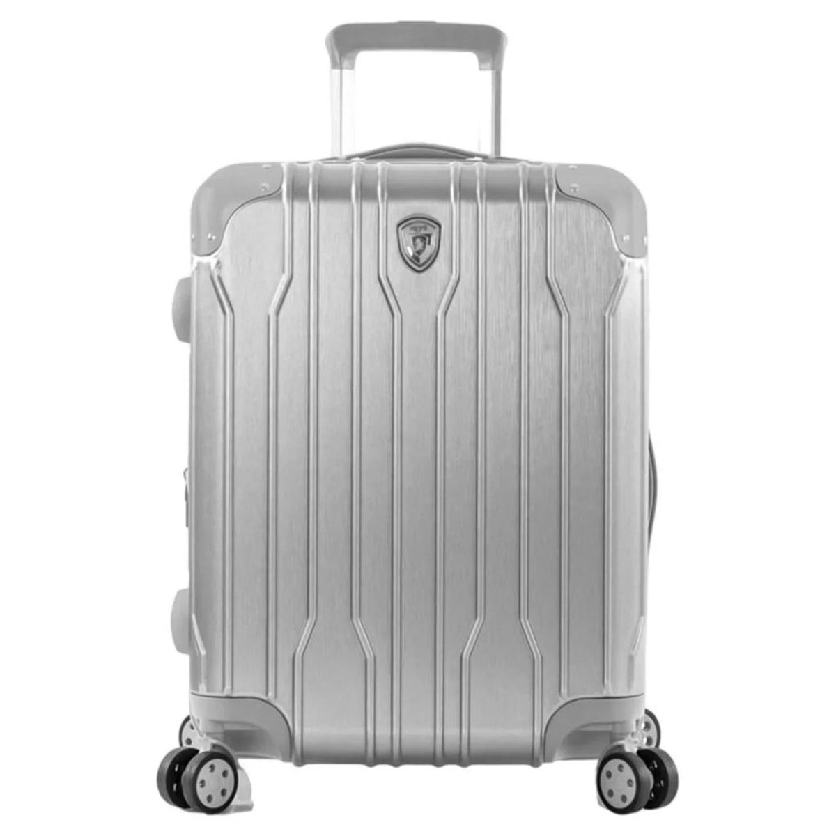 Heys Xtrak Unit Lightweight, TSA Combination Lock, Expandable, Telescopic Handle System Carry-On Luggage with Spinner Wheels Silver