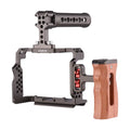 Walmeck Andoer Aluminum Alloy Cage Kit with Video Rig Handle Wooden Grip Replacement for Sony A7R III/ A7 II/ A7III