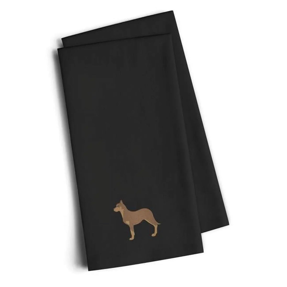 Carolines Treasures Australian Kelpie Dog Charcoal Embroidered Kitchen Towel - Midnight - 19in. H x 0.1in. W x 28in. L