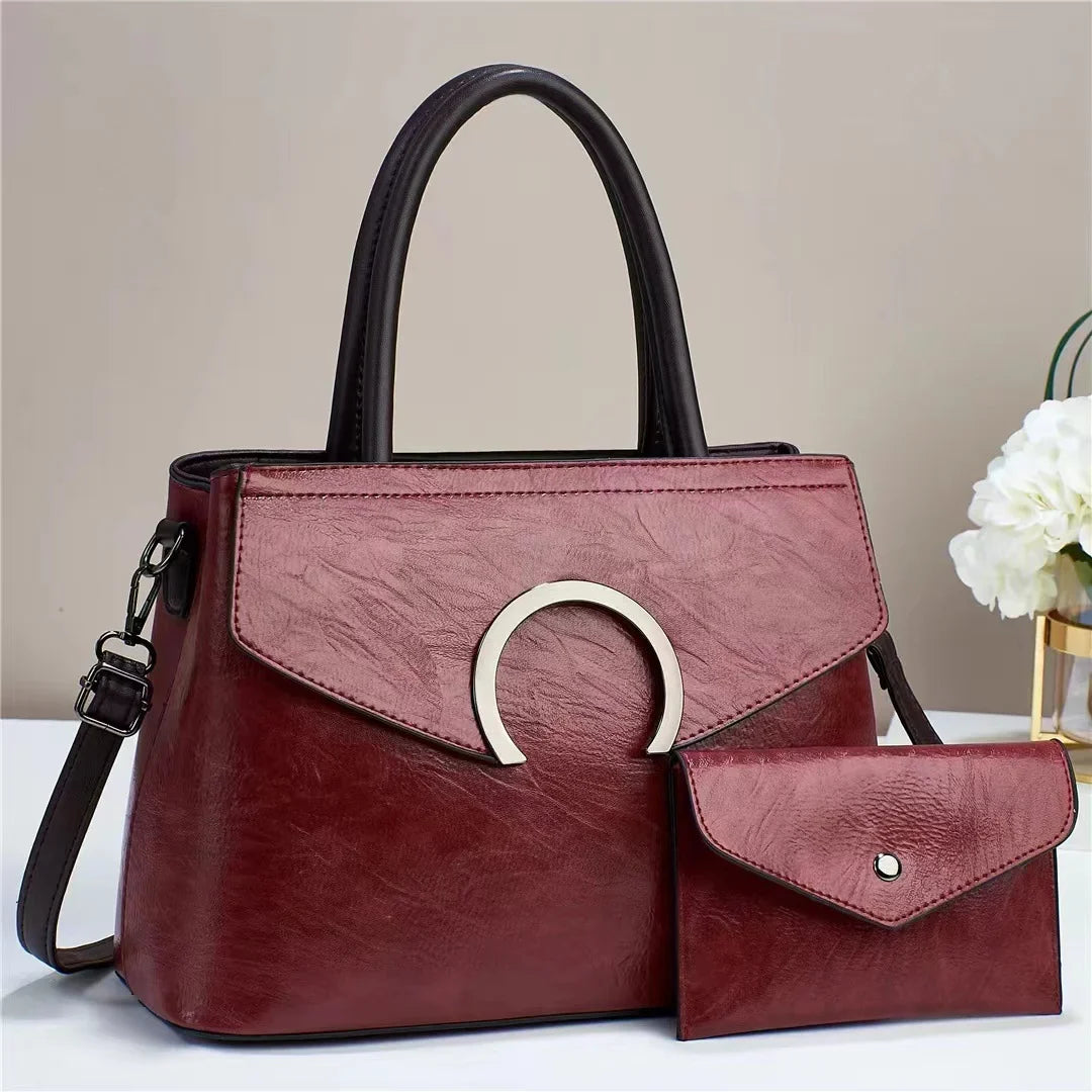 Junior Baobao Women's 2023 New European and American Handheld Women's Bag Fashion One Shoulder Women's Luggage Two Piece Set Mother Bag