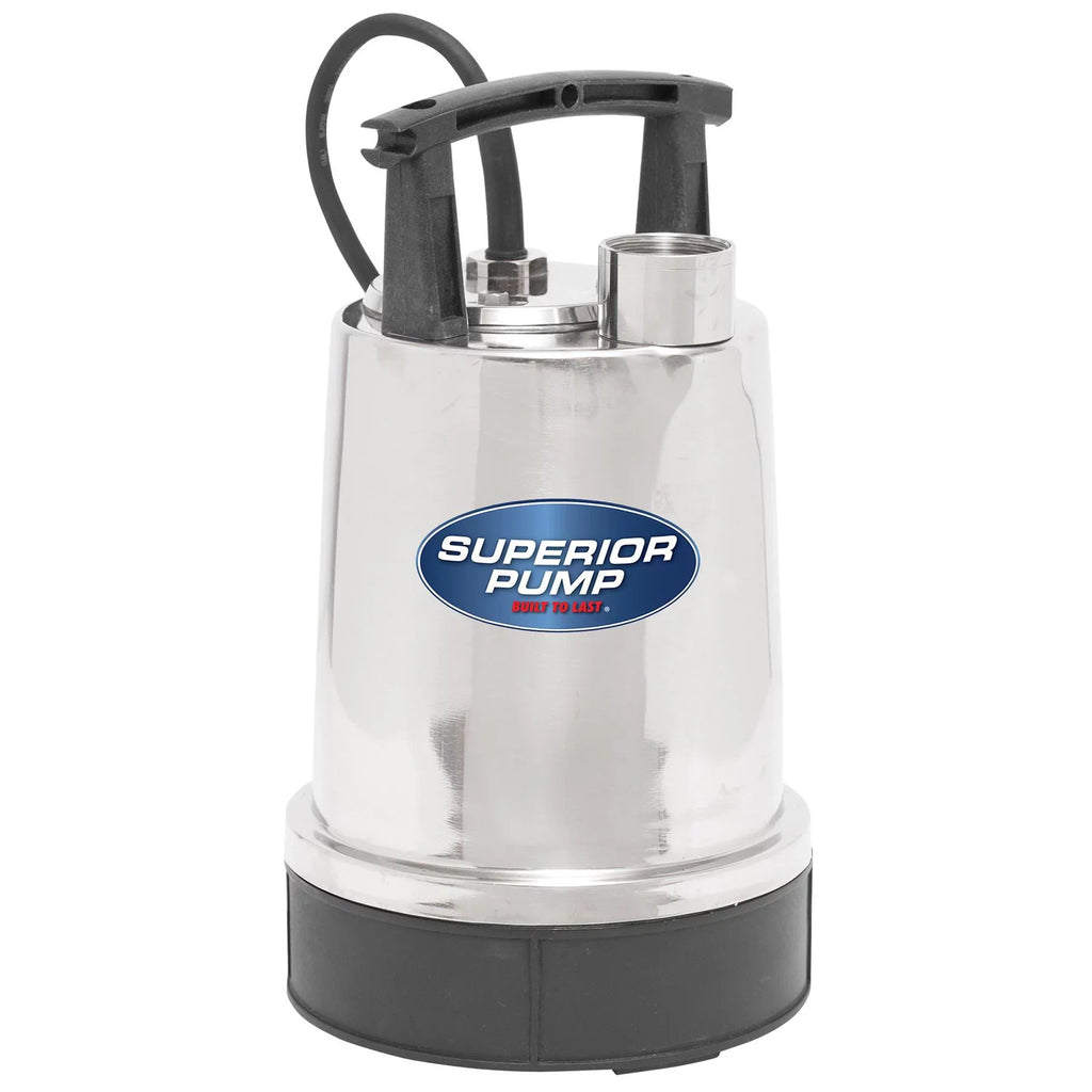 Superior Pump 91592 1/2 HP 1.25 Unit Top-Discharge Stainless Steel Utility Pump