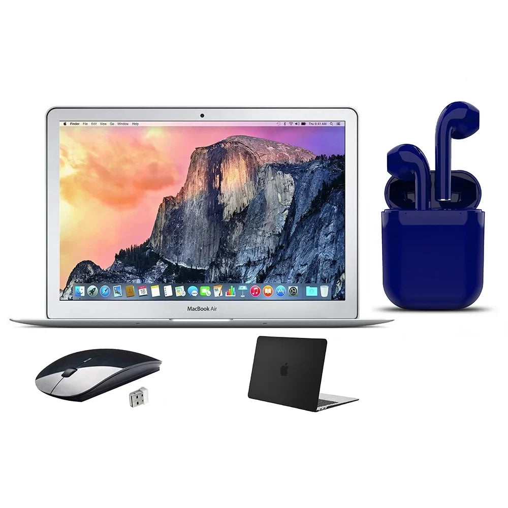 Restored Apple MacBook Air Inch Intel Core i5 4GB RAM Mac OS 256GB SSD Bundle: Wireless Mouse, Midnight Case, Bluetooth/Wireless Airbuds By Certified 2 Day Express (Refurbished)