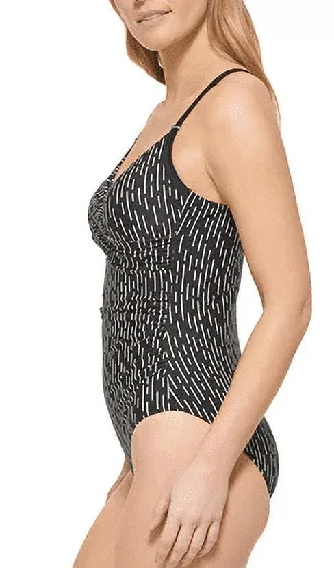 Calvin Klein Women's Twist Front Tummy Control One Piece Swimsuit Dark Size 4