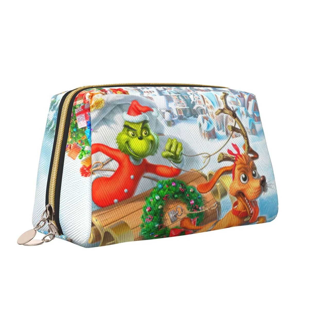 The Inch Christmas Adventures Cosmetic Bag Makeup Organizer Leather Portable Pouch Gift Travel Toiletry Bag Storage Purse