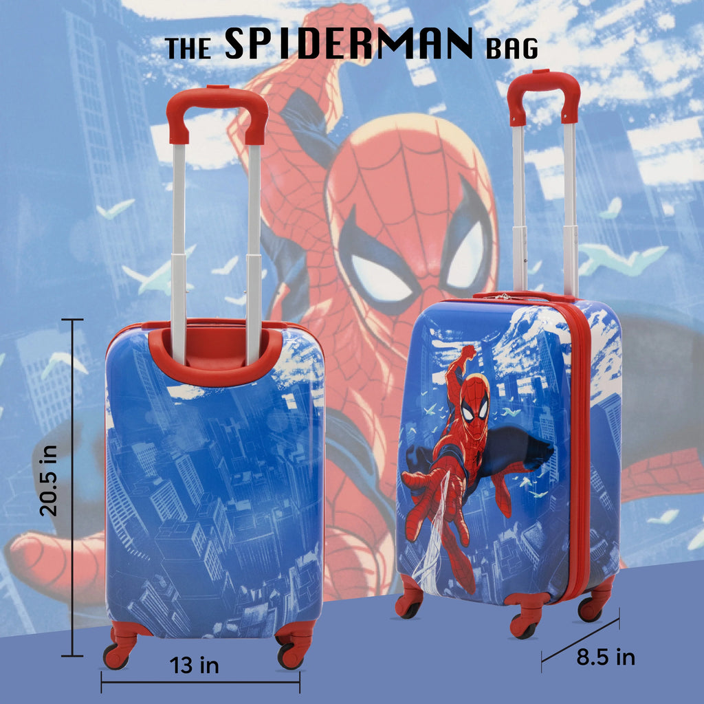 Marvel Spider-Man 21 Unit Kids Rolling Luggage, Hardshell Carry On Suitcase with Wheels, Blue