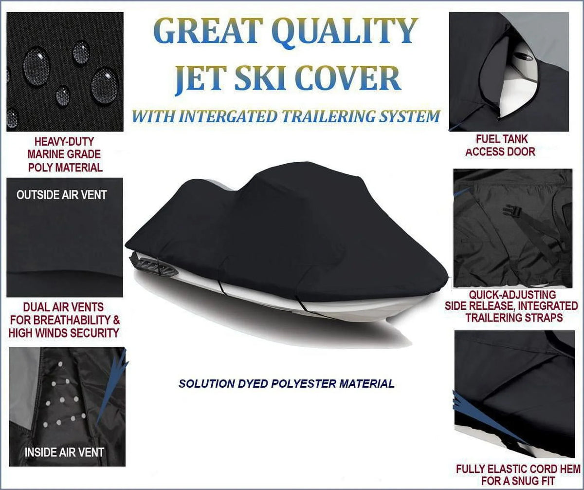 Dark PWC 600D JET SKI Cover Compatible for Sea Doo Sea-Doo GTX 4-TEC VTCE 2003 2004 2005 Jet Ski Watercraft Cover