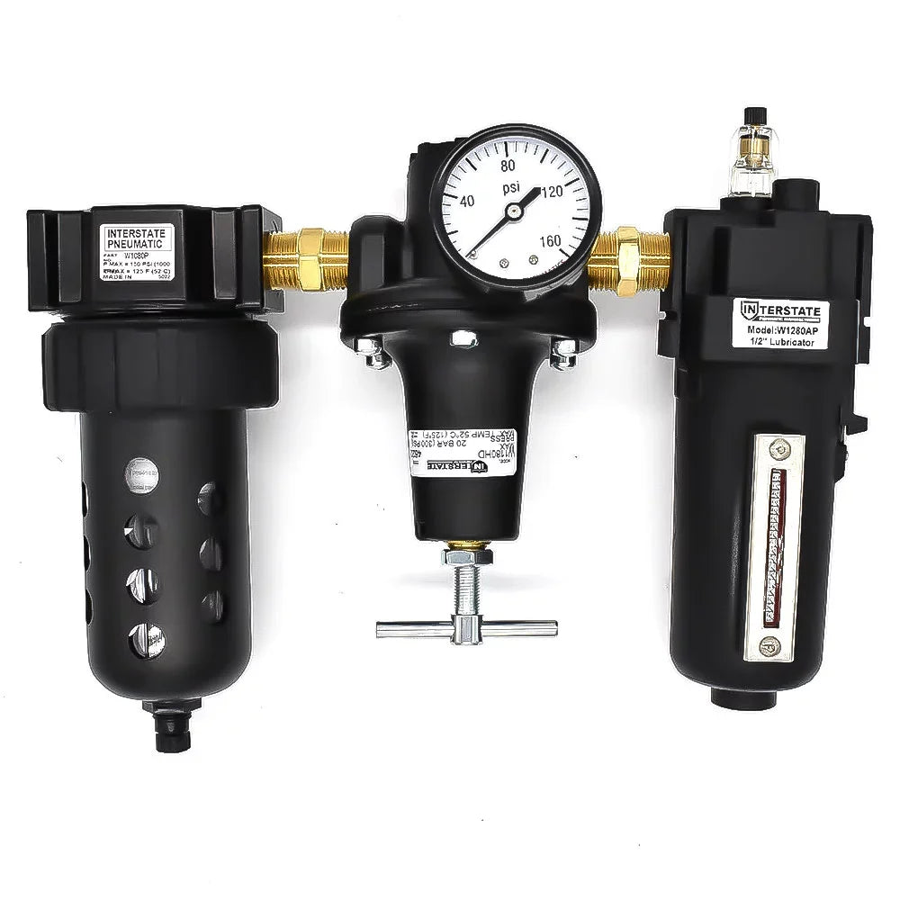 Interstate Pneumatics WC1081HDGP 1/2" â€ Large "T" Handle Poly Bowl Filter Regulator Lubricator - Integral Combo Made in USA