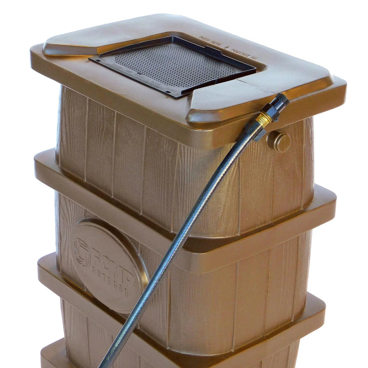 FCMP Outdoor 45 Gal Wood Grain Rain Water Catcher Barrel, Brown (2 Pack)