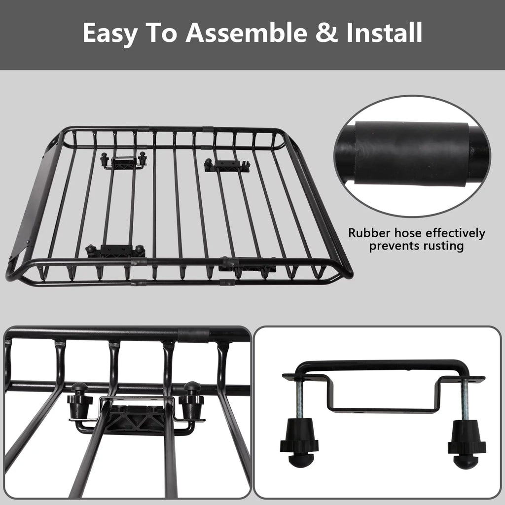45"x 36"x4.5'' Rack Cargo Basket Universal Rooftop Cargo Rack, Cargo Carrier for Top of Vehicle for SUV, Truck, & Car Luggage Holder, 150 lbs Weight Capacity, Onyx