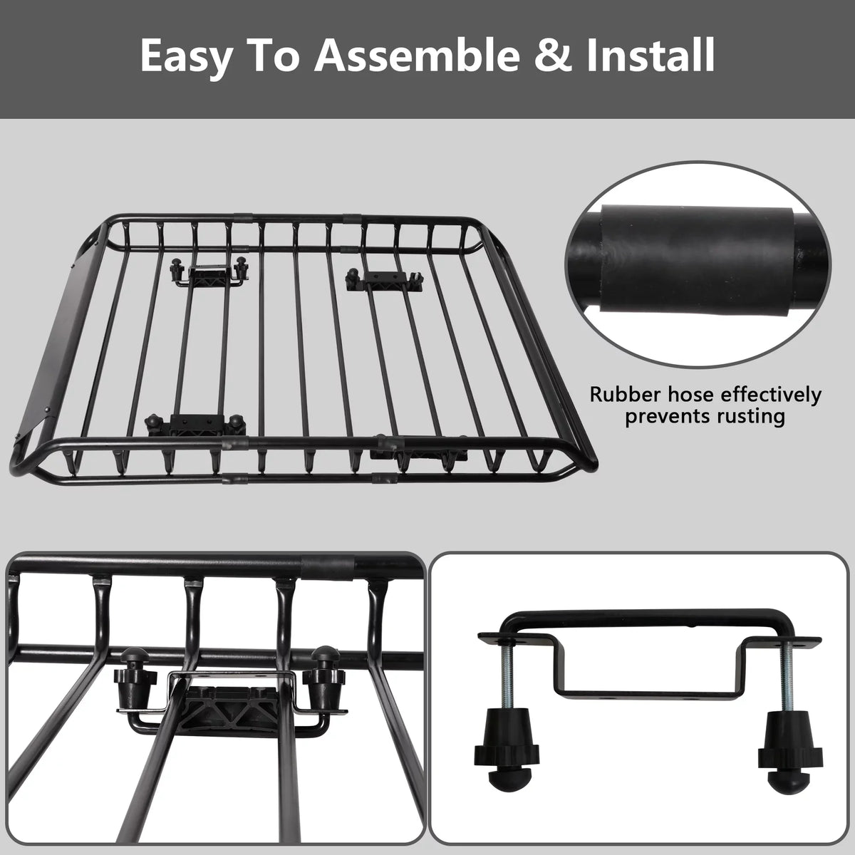 45"x 36"x4.5'' Rack Cargo Basket Universal Rooftop Cargo Rack, Cargo Carrier for Top of Vehicle for SUV, Truck, & Car Luggage Holder, 150 lbs Weight Capacity, Onyx